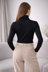 Kadın Basic Balıkçı Yaka Modal Likra Esnek Uzun Kollu Bluz - Siyah