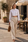 Kadın Beyaz Oversize Crop Poplin Gömlek