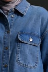 Kadın Denim Takım Oversize Gömlek & Wide Leg Pantolon Mavi