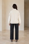 Kadın Ekru Dokulu Çıtçıtlı Oversize Bomber Ceket