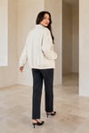Kadın Ekru Dokulu Çıtçıtlı Oversize Bomber Ceket