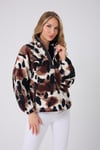 Kadın Fermuar Yaka Peluş Sweatshirt Siyah