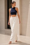 Kadın İndigo Fitilli Crop Atlet