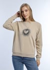 Kadın Kalp Baskılı 2’li Sweatshirt Seti – Bej Antrasit