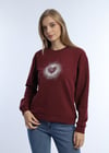 Kadın Kalp Baskılı 2’li Sweatshirt Seti – Bordo Ekru