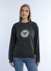 Kadın Kalp Baskılı 2’li Sweatshirt Seti – Bordo Antrasit