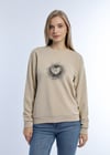Kadın Kalp Baskılı 2’li Sweatshirt Seti – Siyah Bej