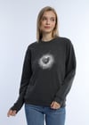 Kadın Kalp Baskılı 2’li Sweatshirt Seti – Bordo Antrasit