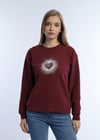 Kadın Kalp Baskılı 2’li Sweatshirt Seti – Bordo Antrasit