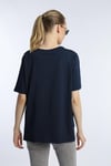 Kadın Kelebek Baskılı Oversize Tişört Lacivert