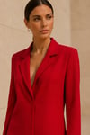 Kadın Kırmızı Blazer Yaka Ceket Görünümlü Mini Elbise