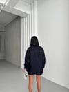 Kadın Lacivert Denim Gömlek Ceket & Şort Takım – Oversize Rahat Kalıp