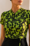 Kadın Lime Abstract Desenli 4 Parça Yarı Kapalı Tesettür Mayo Takımı