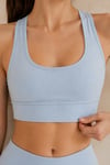 Kadın Mavi Pedli Sporcu Sütyeni Crop Top