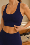 Kadın Mor Çapraz Askılı Pedli Sporcu Sütyen Yoga Pilates Büstiyer