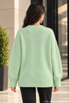 Kadın Oversize Bisiklet Yaka Basic Triko Kazak - Yeşil Yeşil