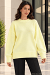 Kadın Oversize Bisiklet Yaka Basic Triko Kazak - Sarı Sarı