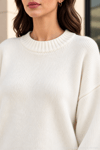 Kadın Oversize Bisiklet Yaka Basic Triko Kazak - Ekru Ekru