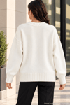 Kadın Oversize Bisiklet Yaka Basic Triko Kazak - Ekru Ekru