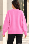 Kadın Oversize Bisiklet Yaka Basic Triko Kazak - Pembe Pembe
