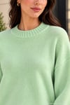 Kadın Oversize Bisiklet Yaka Basic Triko Kazak - Yeşil Yeşil