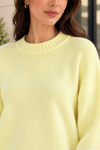 Kadın Oversize Bisiklet Yaka Basic Triko Kazak - Sarı Sarı