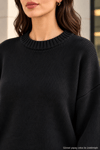 Kadın Oversize Bisiklet Yaka Basic Triko Kazak - Siyah Siyah