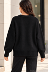 Kadın Oversize Bisiklet Yaka Basic Triko Kazak - Siyah Siyah