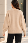 Kadın Oversize Bisiklet Yaka Basic Triko Kazak - Bej Bej