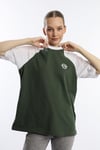 Kadın Oversize Fit Reglan Kol Basic Tişört Haki