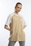 Kadın Oversize Fit Reglan Kol Basic Tişört Bej