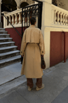 Kadın Oversize Kemerli Uzun Trençkot - Bej