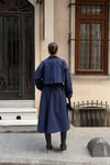 Kadın Oversize Kemerli Uzun Trençkot - Lacivert