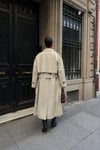 Kadın Oversize Kemerli Uzun Trençkot - Taş