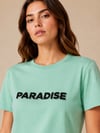 Kadın Paradise Baskılı Bisiklet Yaka Mint Tişört