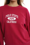 Kadın Polo State Baskılı 3 İplik Sweat Mürdüm