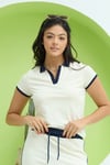 Kadın Polo Yaka T-shirt Ekru