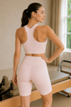 Kadın Pudra Pembe Pedli Sporcu Sütyeni Crop Top