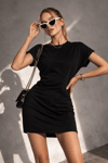 Kadın Siyah Mini Basic Elbise – %100 Pamuk – Rahat Kalıp – Günlük & Şehir Stili