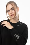 Kadın Siyah Mint 2’li Şardonlu Nakışlı Sweatshirt Seti