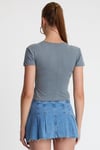 Kadın V Yaka Basic T-shirt  Antrasit