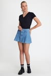Kadın V Yaka Basic T-shirt  Siyah