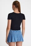 Kadın V Yaka Basic T-shirt  Siyah