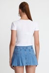 Kadın V Yaka Basic T-shirt Beyaz