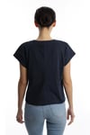 Kadın Yarasa Kol Basic Tişört İndigo