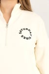 Kadın Yarım Fermuarlı Dik Yaka Baskılı Sweatshirt 2’li Paket Siyah / Ekru