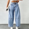 Kadın Yüksek Bel Balloon Fit Açık Mavi Denim Jean Pantolon