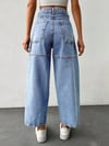 Kadın Yüksek Bel Balloon Fit Açık Mavi Denim Jean Pantolon