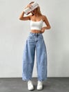 Kadın Yüksek Bel Balloon Fit Açık Mavi Denim Jean Pantolon