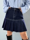 Kadın Yüksek Bel Kot Pileli Mini Etek